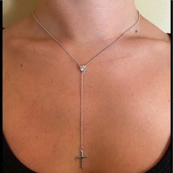 Sale $26 Firm! Sterling Silver Cross Drop Necklace - Picture 4 of 12